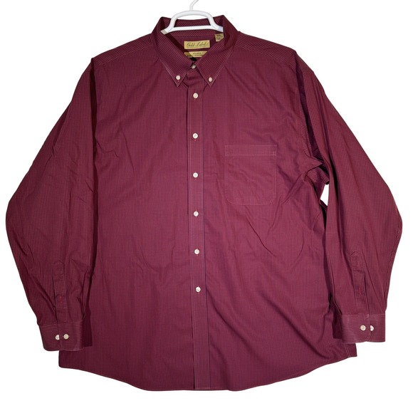 Roundtree & Yorke Gold Label Shirt Mens 2XL Red Check Button Down Non Iron - Picture 1 of 14